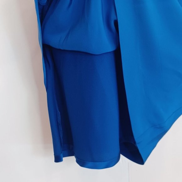 NICOLE MILLER 0 Blue One Shoulder Waterfall Sleeve Dress Lined Special Occasion - Picture 8 of 15